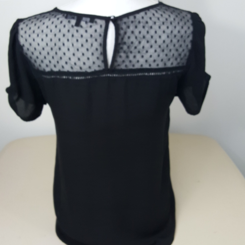 Ro&De Black Lace Mesh Puff Sleeve Blouse Size Small - Picture 2 of 7